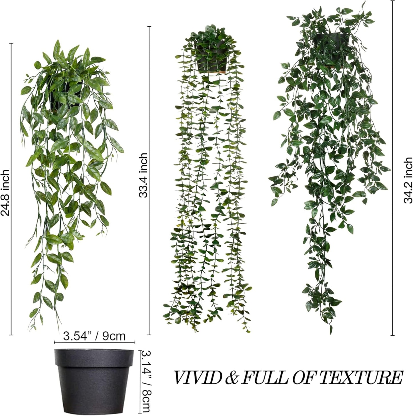 Sggvecsy Fake Hanging Plants 6 Pack Artificial Hanging Eucalyptus Plants Potted Greenery Faux Mandala Vine String of Pearls Boston Fern Ivy Vine Leaves Pea Pod for Home Indoor Outdoor Shelf Wall Decor