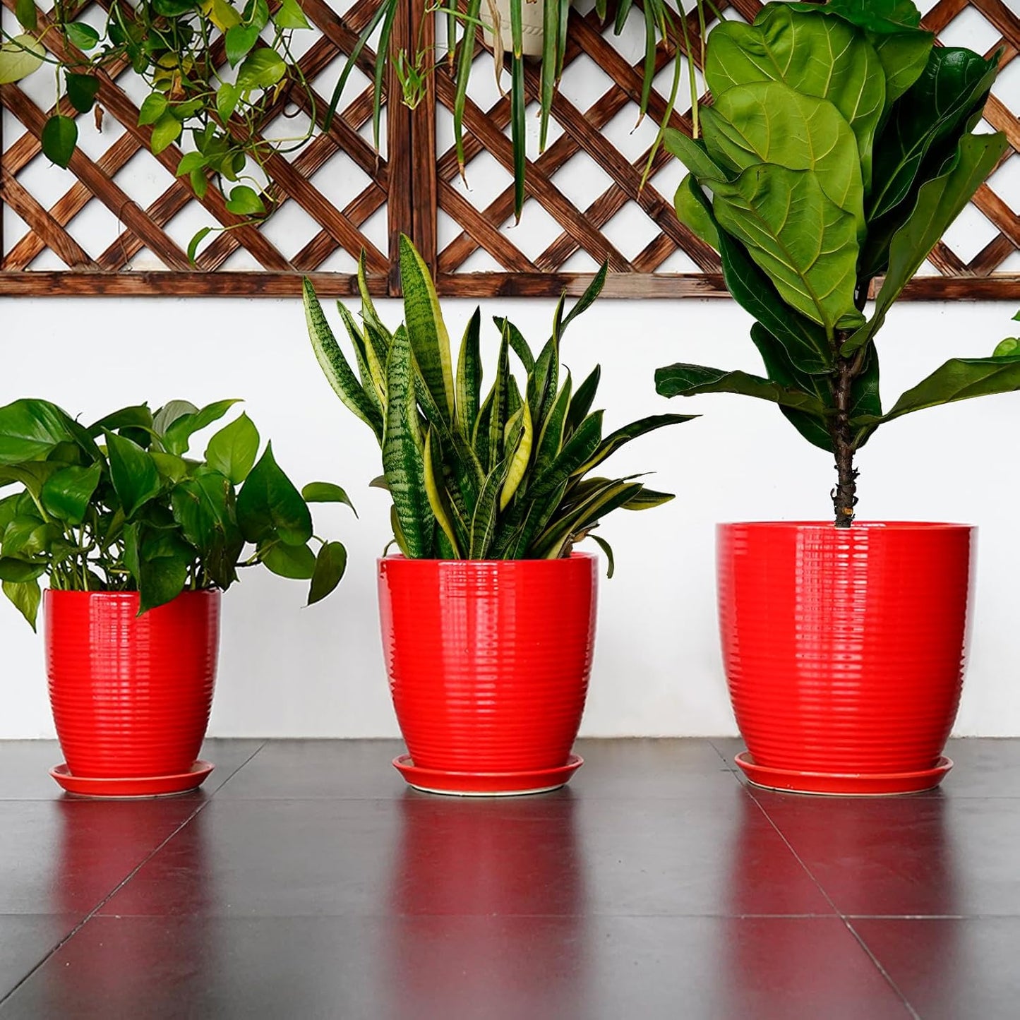 Ceramic Pots for Plants - 6 Inch Plant Pot with Drainage Hole and Saucer, Round Planters for Indoor Outdoor, Flower Pots, Modern Planter, Home Office Room Decor, Gifts for Plant Lovers, White