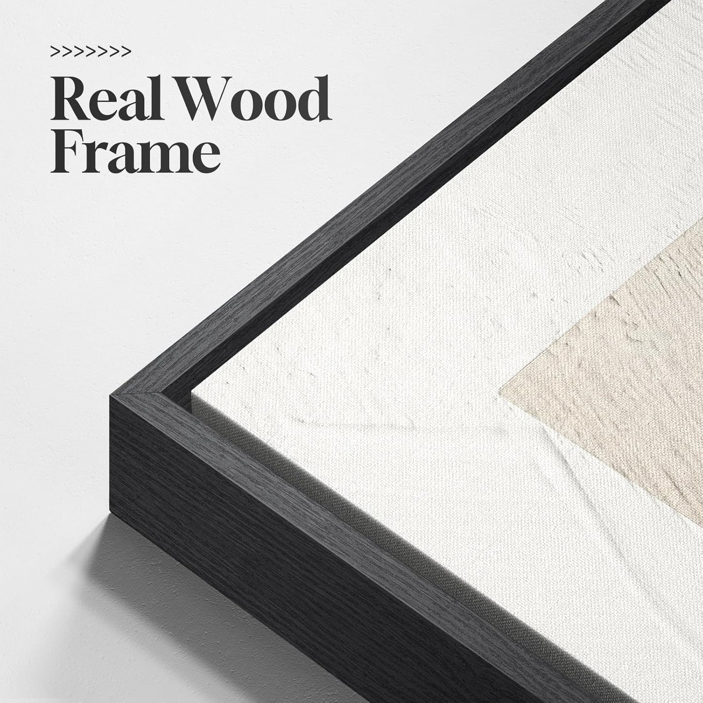 Large Framed Neutral Abstract Wall Art for Living Room, 3 Piece Modern Canvas Prints Paintings Artwork for Walls, Black and Beige Pictures for Living Room Hallway Stair Office Wall Decor 24x36 Inch