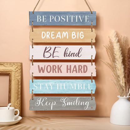 6 Pieces Rustic Wall Hanging Plaque Sign Inspirational Wall Art Farmhouse Wooden Door Signs Positive Plaque with Quotes Motivational Quote Decor for Office Bedroom Living Room(Retro Style)