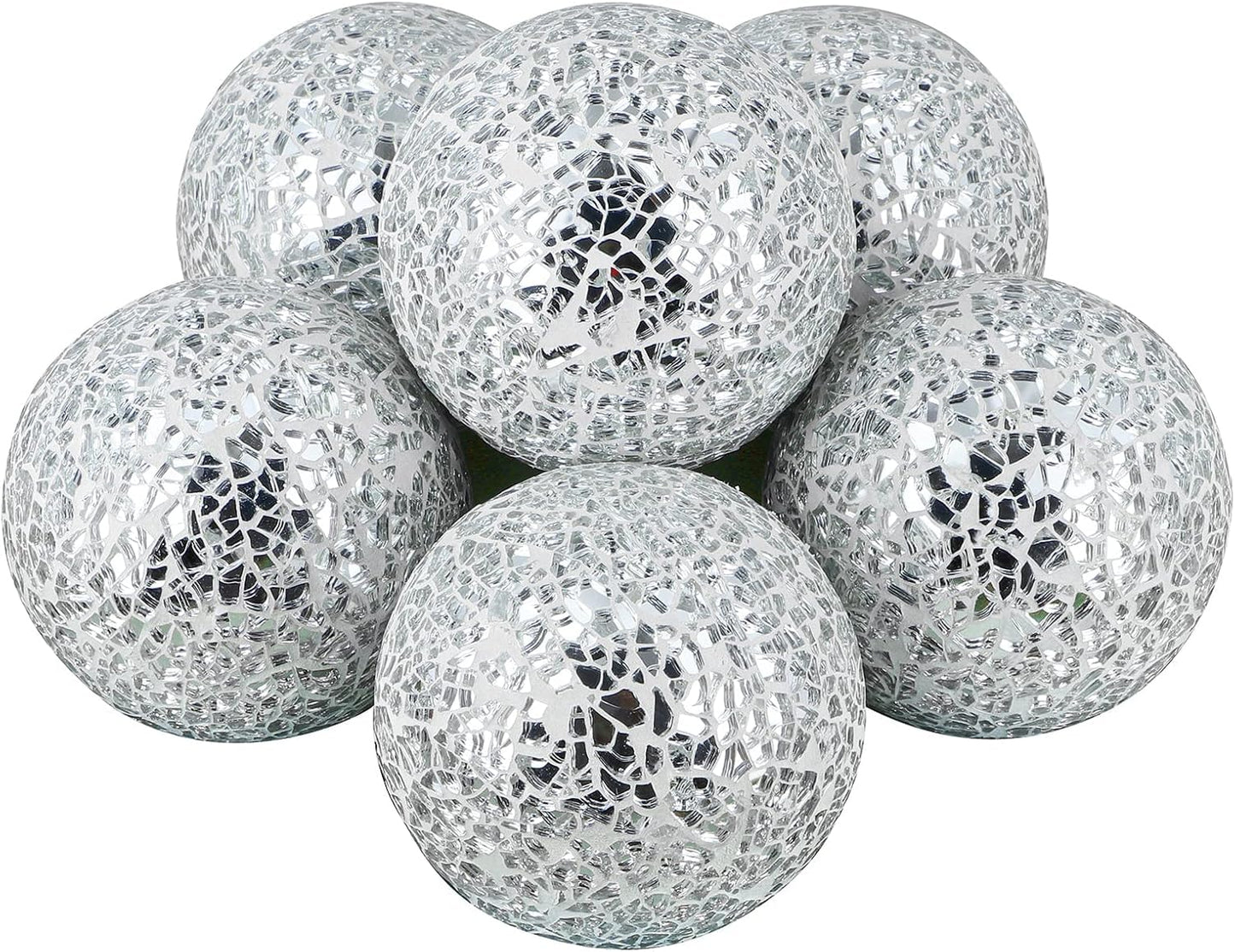 MDLUU 6 Pcs Mosaic Sphere Balls-Diameter 3 in, Decorative Orbs, Centerpiece Balls for Bowls, Vases, Dining Table Decor, Turquoise Blue