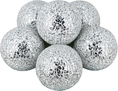 MDLUU 6 Pcs Mosaic Sphere Balls-Diameter 3 in, Decorative Orbs, Centerpiece Balls for Bowls, Vases, Dining Table Decor, Turquoise Blue