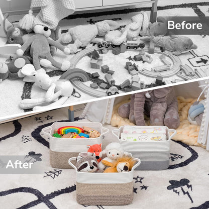 Goodpick Cube Storage Bins - Towel, Book, Cloth, Shoes, Closet Shelf Woven Baskets for Office, Baby Laundry, Toys, 13''x10''x9''