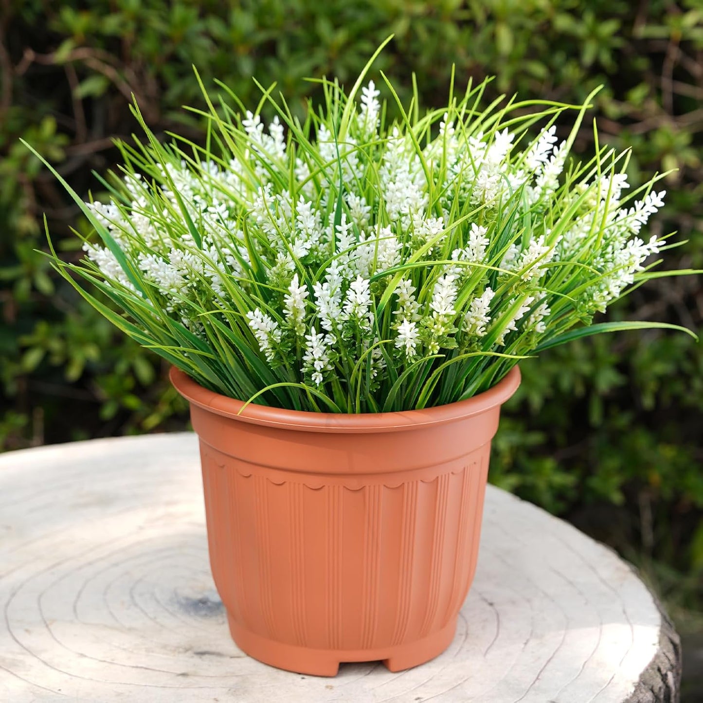 20 Bundles Artificial Plants Outdoor, UV Resistant Fake Flowers， Realistic Faux Lavender Shrubs for Porch Garden Window Box Home Decoration (Purple)