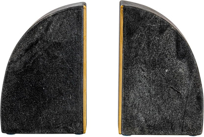 Boho Arched Semicircle Marble Bookends with Brass Detail, Set of 2, Black
