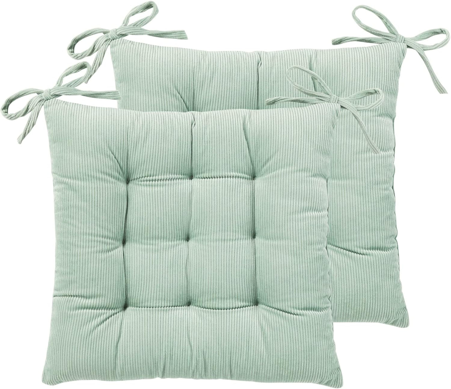 HLOVME Corduroy Chair Cushion with Ties Ultra Soft Warm Floor Cushion for Kids Reading Nook Comfortable Square Seat Cushion for Adult 15.7”x15.7”, White