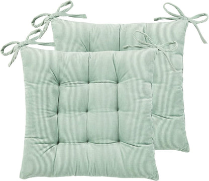 HLOVME Corduroy Chair Cushion with Ties Ultra Soft Warm Floor Cushion for Kids Reading Nook Comfortable Square Seat Cushion for Adult 15.7”x15.7”, White