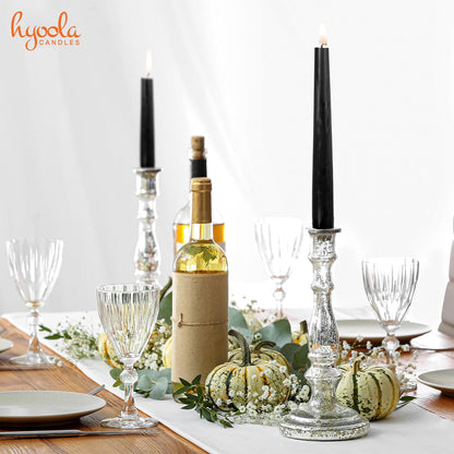 Hyoola Tall Taper Candles - 10 Inch Metallic Gold Unscented Dripless Taper Candles - 8 Hour Burn Time - 4 Pack
