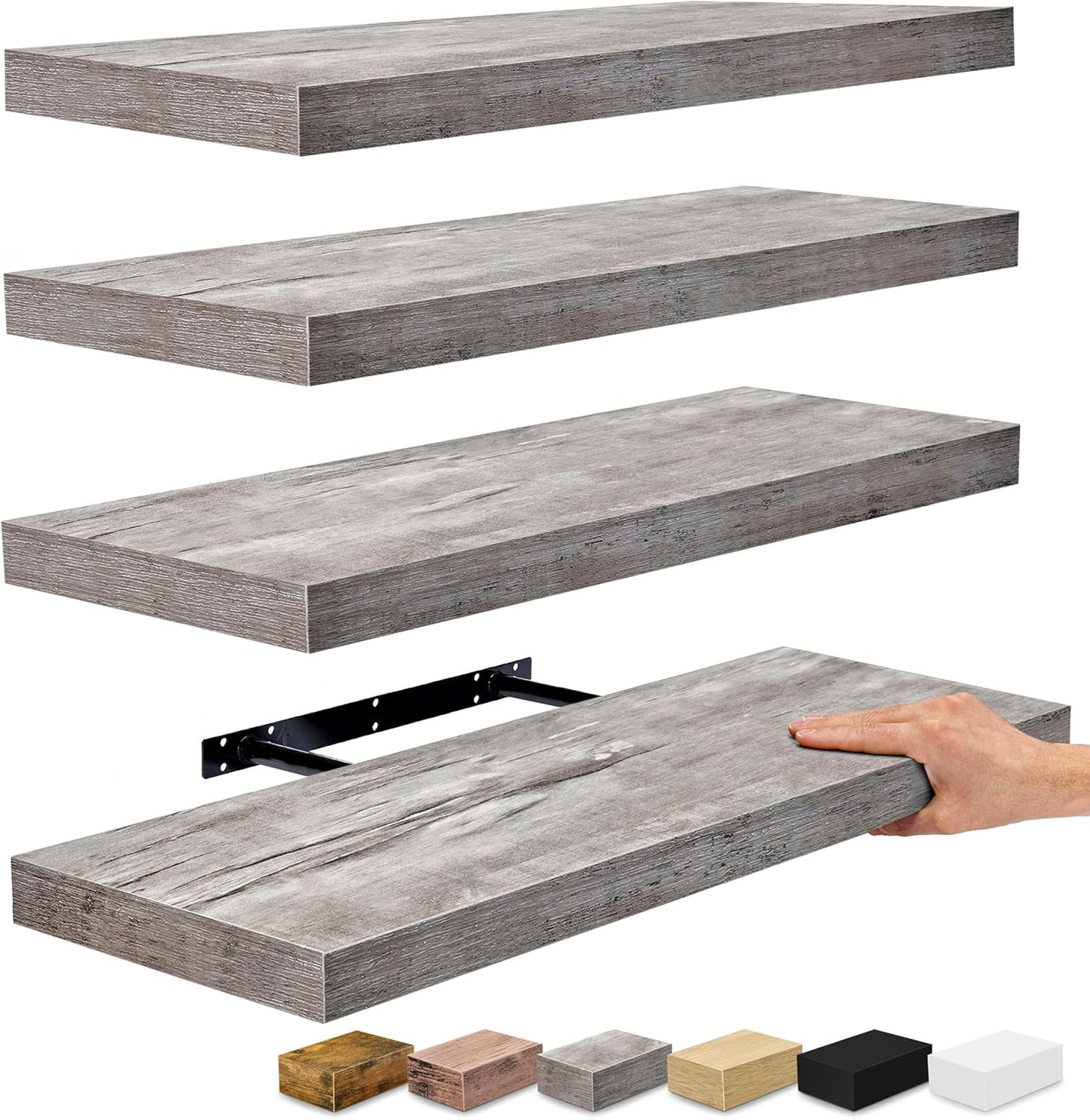 Sorbus Floating Shelves for Wall - 24" Bathroom Shelves, Wall Decor for Bedroom, Kitchen, Living Room, Home Decor & Book Storage - Mounted Floating Shelf with Invisible Brackets (White, 2 Pack)