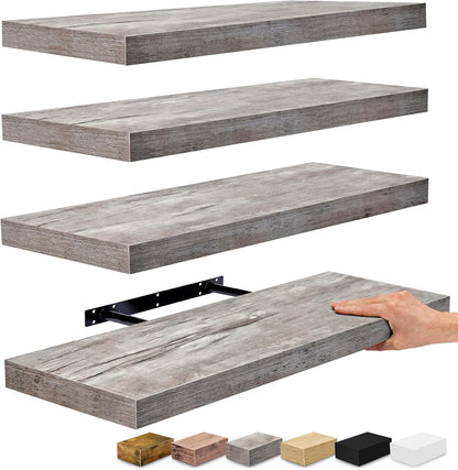 Sorbus Floating Shelves for Wall - 24" Bathroom Shelves, Wall Decor for Bedroom, Kitchen, Living Room, Home Decor & Book Storage - Mounted Floating Shelf with Invisible Brackets (White, 2 Pack)