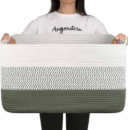 OIAHOMY Large Blanket Basket, 22”x17”x12” Rectangle Woven Baskets, Nursery Blanket Storage Living Room, Toy Storage With Handle, Large Baskets for Organizing-Gradient Yellow