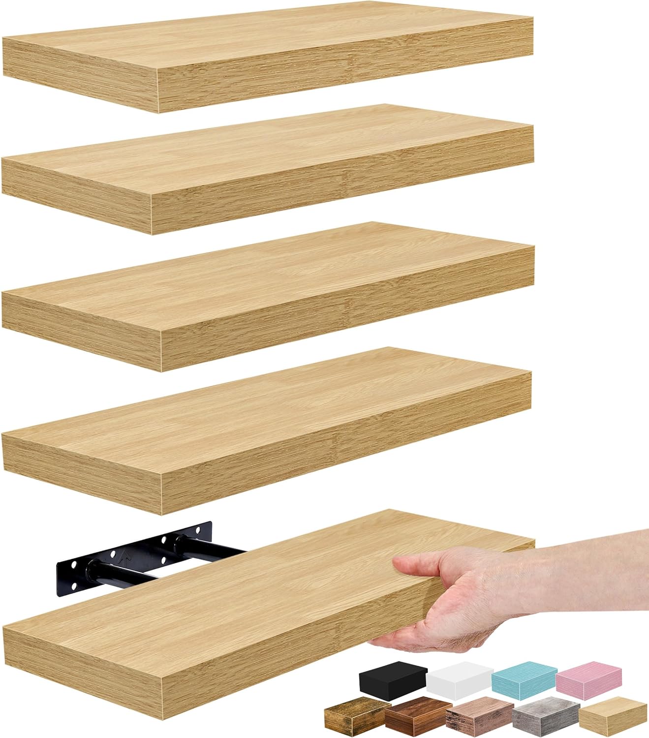 Sorbus Floating Shelves for Wall – 16 Inch Floating Shelf for Kitchen, Bedroom, Living Room, Bathroom, Home & Wall Decor - Mounted Bathroom Shelves with Invisible Brackets (Maple Wood, 2 Pack)