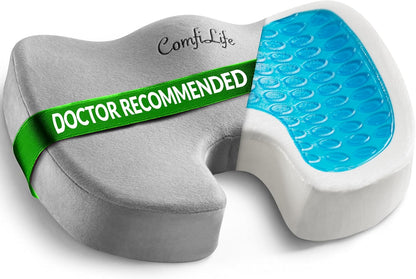 ComfiLife Premium Gel & Memory Foam Seat Cushion – Doctor Recommended Office Chair Cushion, Car Seat Cushion – Chair Cushions for Back & Sciatica Pain Relief – Seat Cushions for Office & Desk (Black)