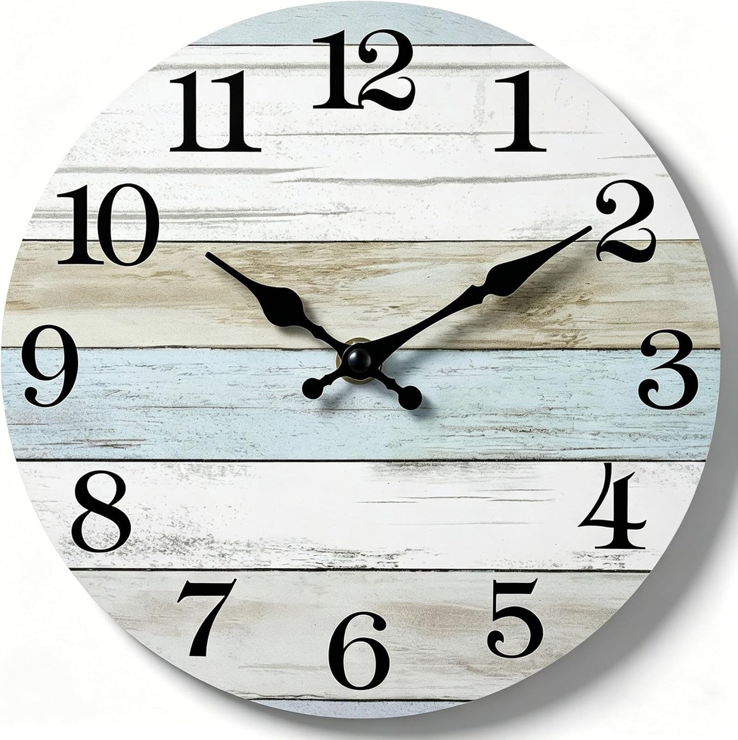 Wall Clock, Rustic Wall Clocks Battery Operated Silent Non Ticking, Country Round Wooden Clocks Farmhous Wall Decorative for Kitchen, Bathroom, Living Room (Gray 8 Inch)