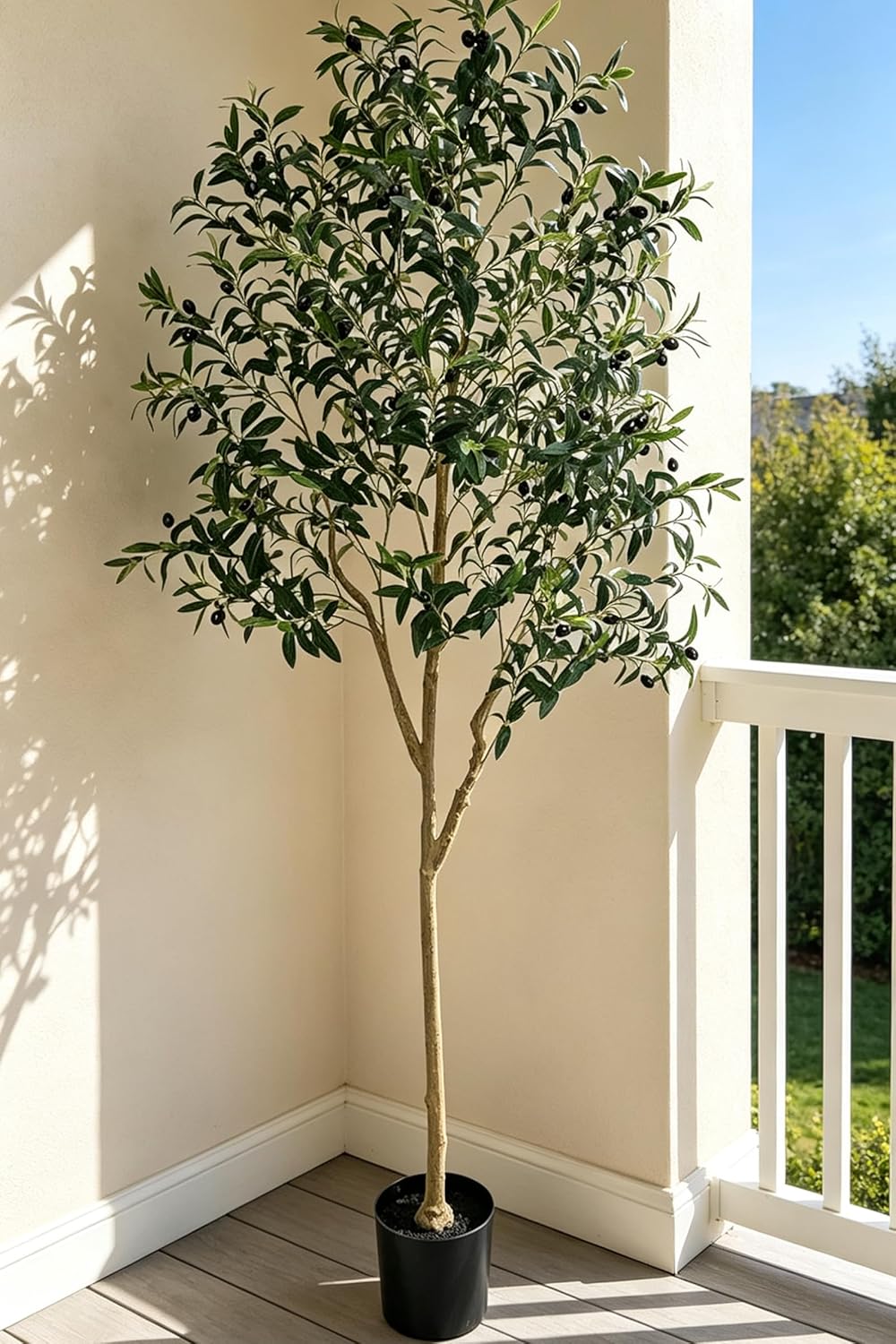 Artificial Olive Tree for Living Room Decor, 6FT Bendable Fake Plants Artificial Indoor, Faux Silk Plant Fake Trees in Potted with Oliver Branch Leaves and Fruits for Modern Home House Office Décor