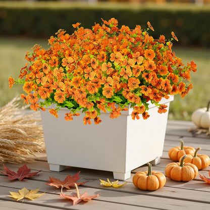 16 Bundles Artificial Fake Flowers Plants for Outdoors Spring Summer Decor,Faux Flowers Plant Silk Daisy UV Resistant for Outside Planters Front Porch Patio Yard Garden Home(Red,Purple,Yellow,Fuchsia)