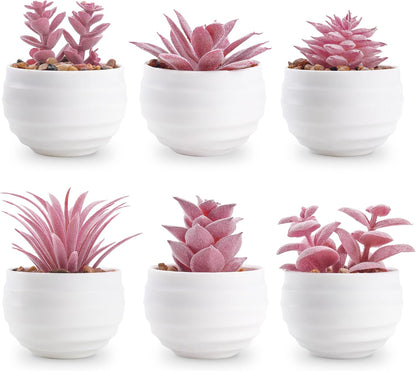 Der Rose Set of 6 Succulents Plants Artificial in Pots Small Fake Plants for Bedroom Aesthetic Living Room Shelf Bathroom Decor Office Desk Accessories