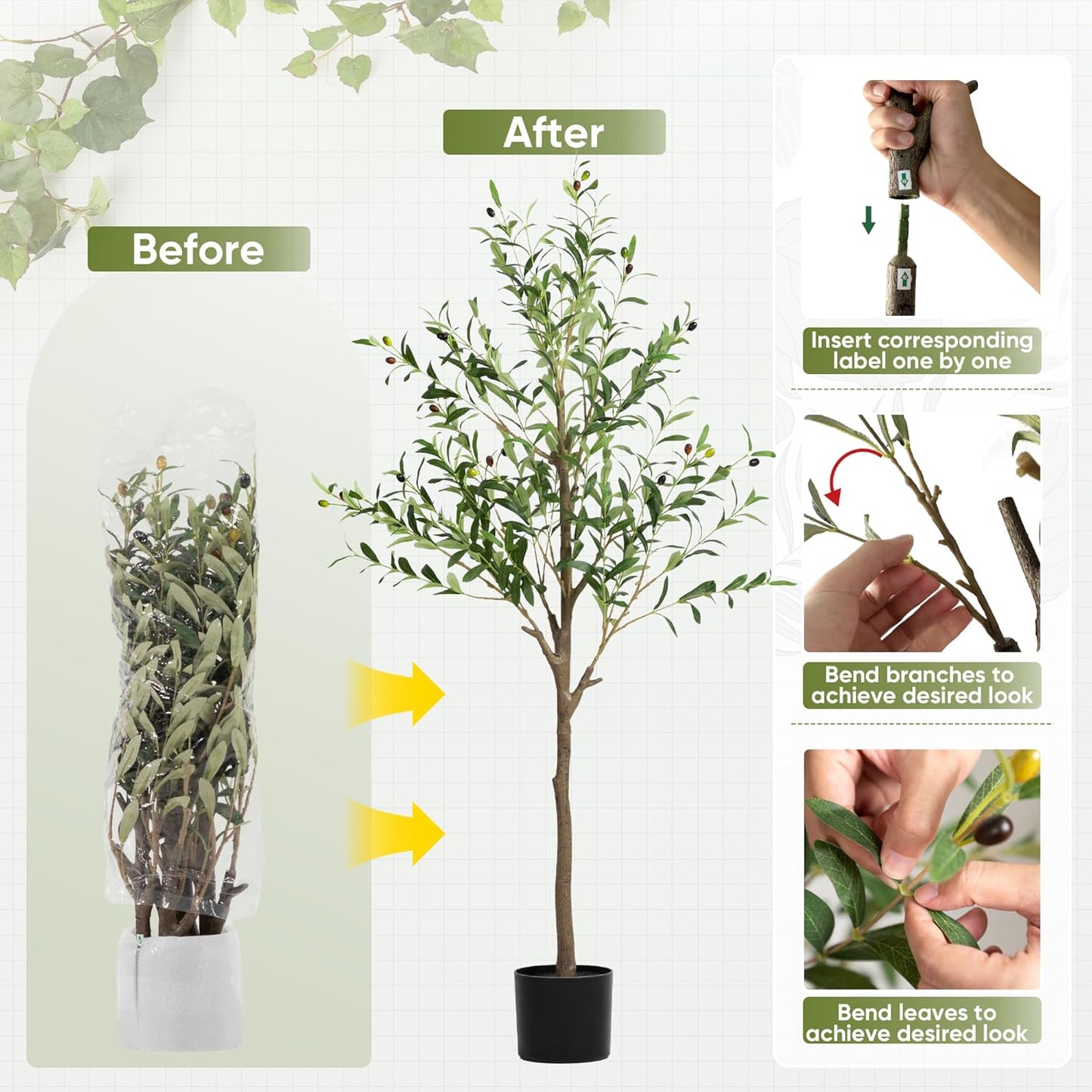 Olive Tree Artificial Indoor, 7 FT Faux Olive Trees with Planter, Fake Tall Plants with Natural Trunk and Lifelike Fruits for Home Office Decor(1, 7FT)