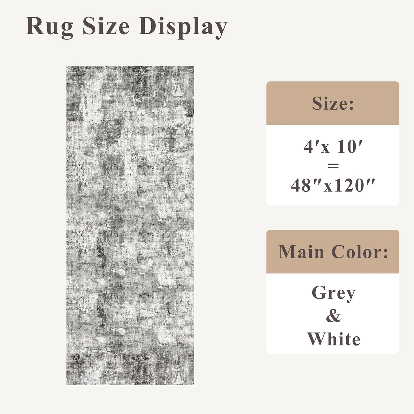 2x3 Washable Non-Slip Area Rug - Soft Low Pile Throw Rug for Kitchen Entryway Bedroom - Modern Indoor Door Mat with Rubber Backing (Beige Grey) - Colors A