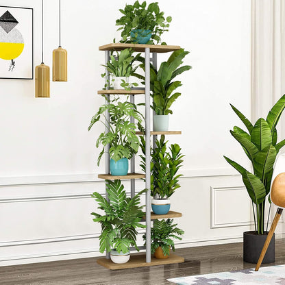 LINZINAR Plant Stand Indoor 4 Tier 5 Potted Multiple Plant Shelf Stands for Garden Corner Balcony Living Room Black