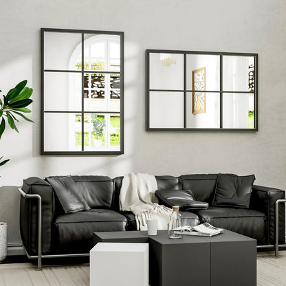 Dewfig 65"x 22" Arched Window pane Full Length Mirror, Wall Mirror, Floor Standing Mirrors, Farmhouse Long Full Body Mirrors Wall Mounted for Living Room, Bedroom, Entryway, Fireplace, Black