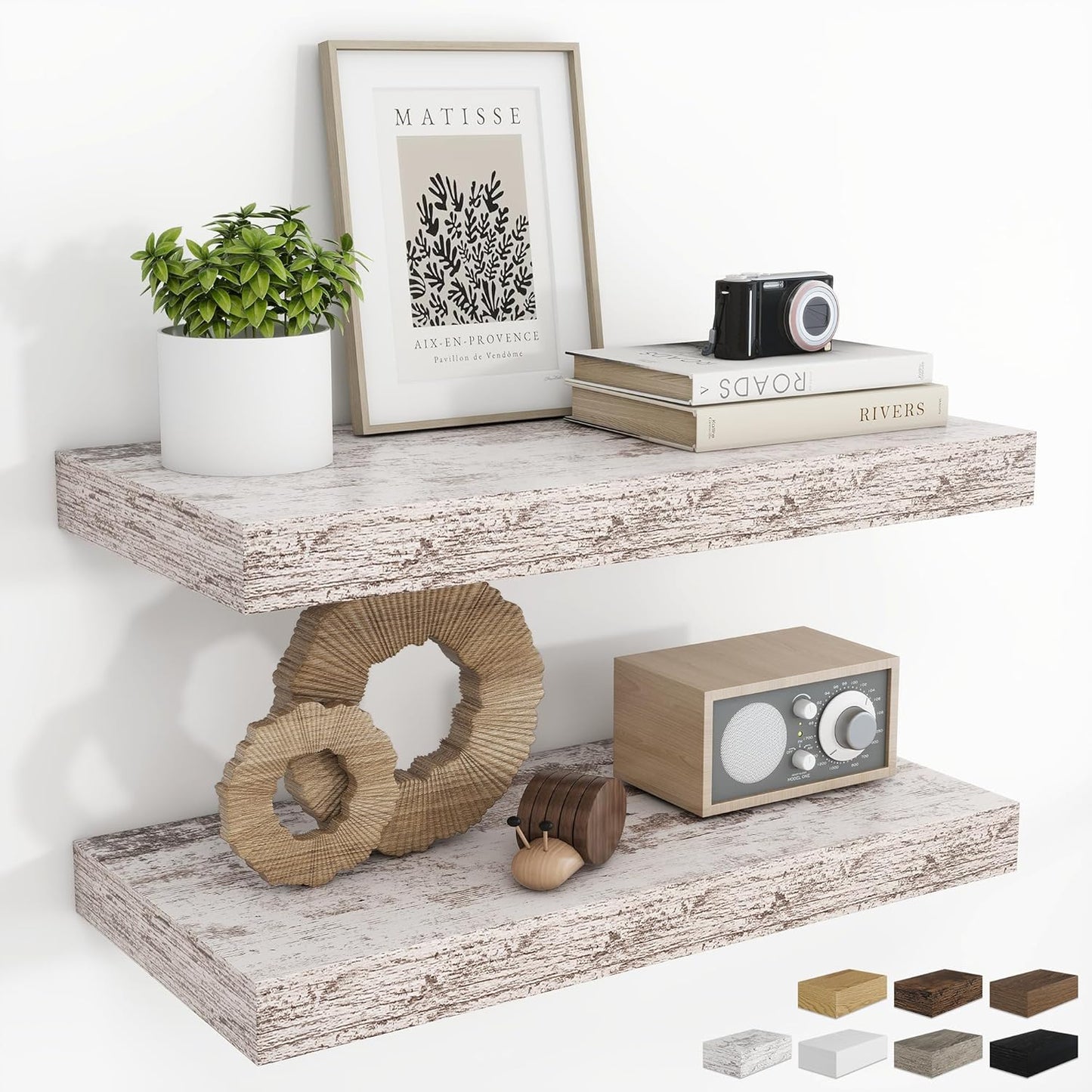 RICHFOCUS 72Inch Floating Shelves for Wall 2 Pack Shelves for Bedroom|Kitchen|Bathroom Wall Mounted Rustic Wood Floating Shelf with Invisible Brackets for Books|Storage|Decor, Rustic Brown