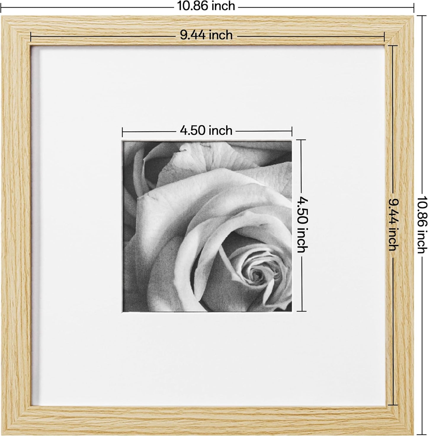 eletecpro 12x12 Picture Frames Set of 9 with Clear Acrylic Cover, Display 8x8 Photos with Mat or 12x12 Without, Classic and Sturdy Square Collage Gallery Wall Decor, Easy Wall Mount, Black