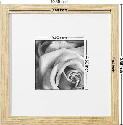 eletecpro 12x12 Picture Frames Set of 9 with Clear Acrylic Cover, Display 8x8 Photos with Mat or 12x12 Without, Classic and Sturdy Square Collage Gallery Wall Decor, Easy Wall Mount, Black