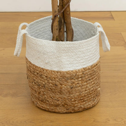 Nearly Natural 4ft Triple Trunk Ficus Silk Tree with Natural Wood Trunks and Dense Foliage, Mid-Size Faux Floor Plant for Home and Office