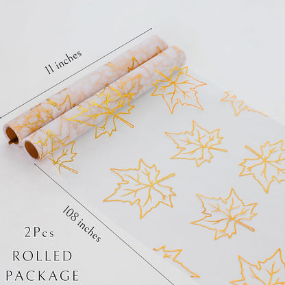 Snowkingdom 2 Pieces Gold Table Runner, Sequin Glitter Foil Metallic Thin Mesh Runner Roll 11"x108", Gold Table Decorations for Event Party, Wedding, Birthday Party, Christmas
