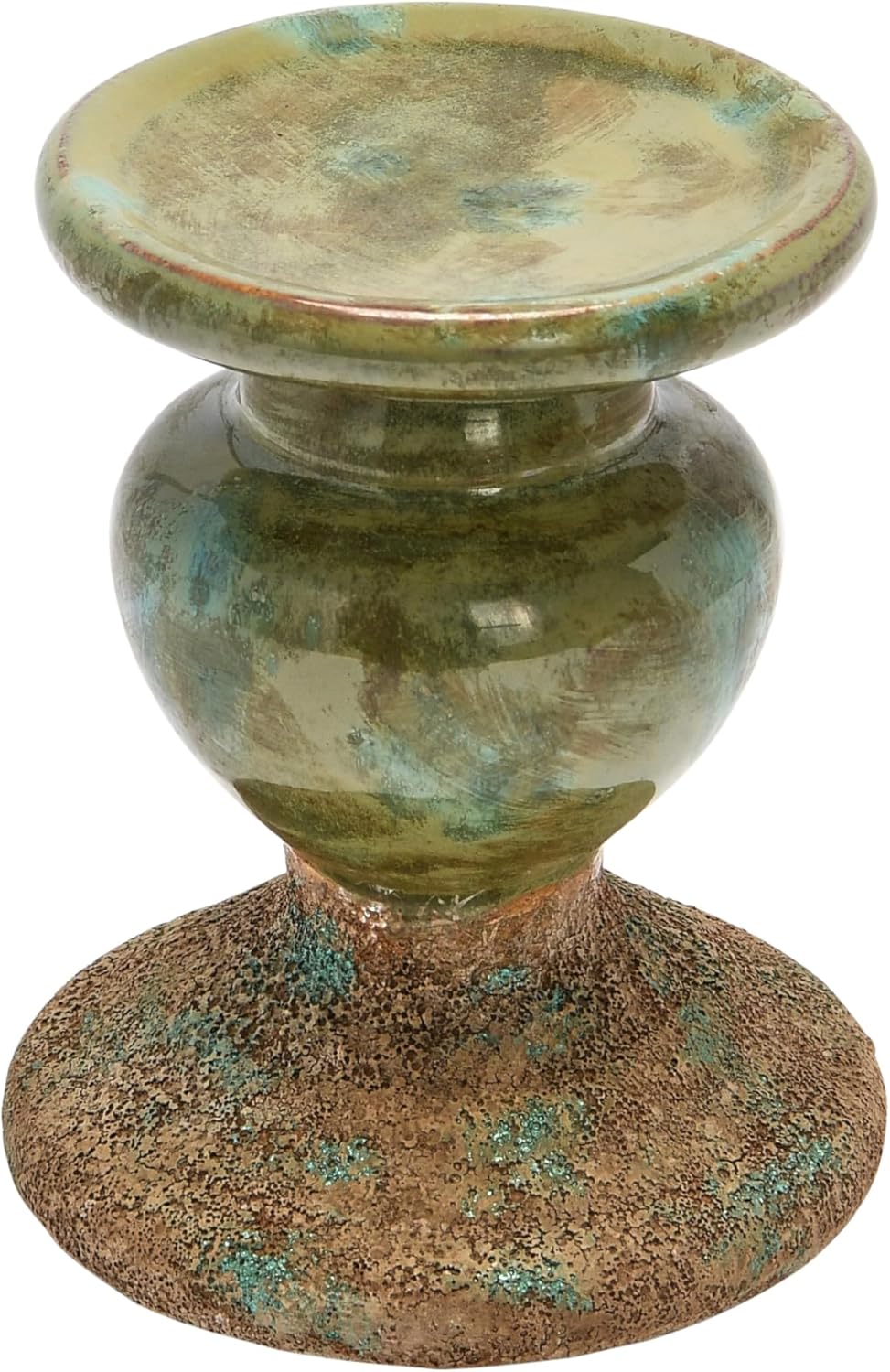 Creative Co-Op Small Distressed Blue Terracotta Pillar Candle Holder