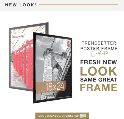 MCS Trendsetter 24x36 Poster Frame Black High-Gloss, Vertical & Horizontal Wall Hanging Large Picture Frame for Photos, Posters & Art Prints (1-Pack)