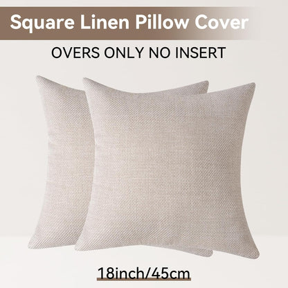 YDKGL Pack of 2 Pillow Covers 18x18, Beige Cream, Couch Decorative Boho Farmhouse Neutral Throw Pillow Case Covers with Zipper, for Living Room Bedroom Soft Pillowcase