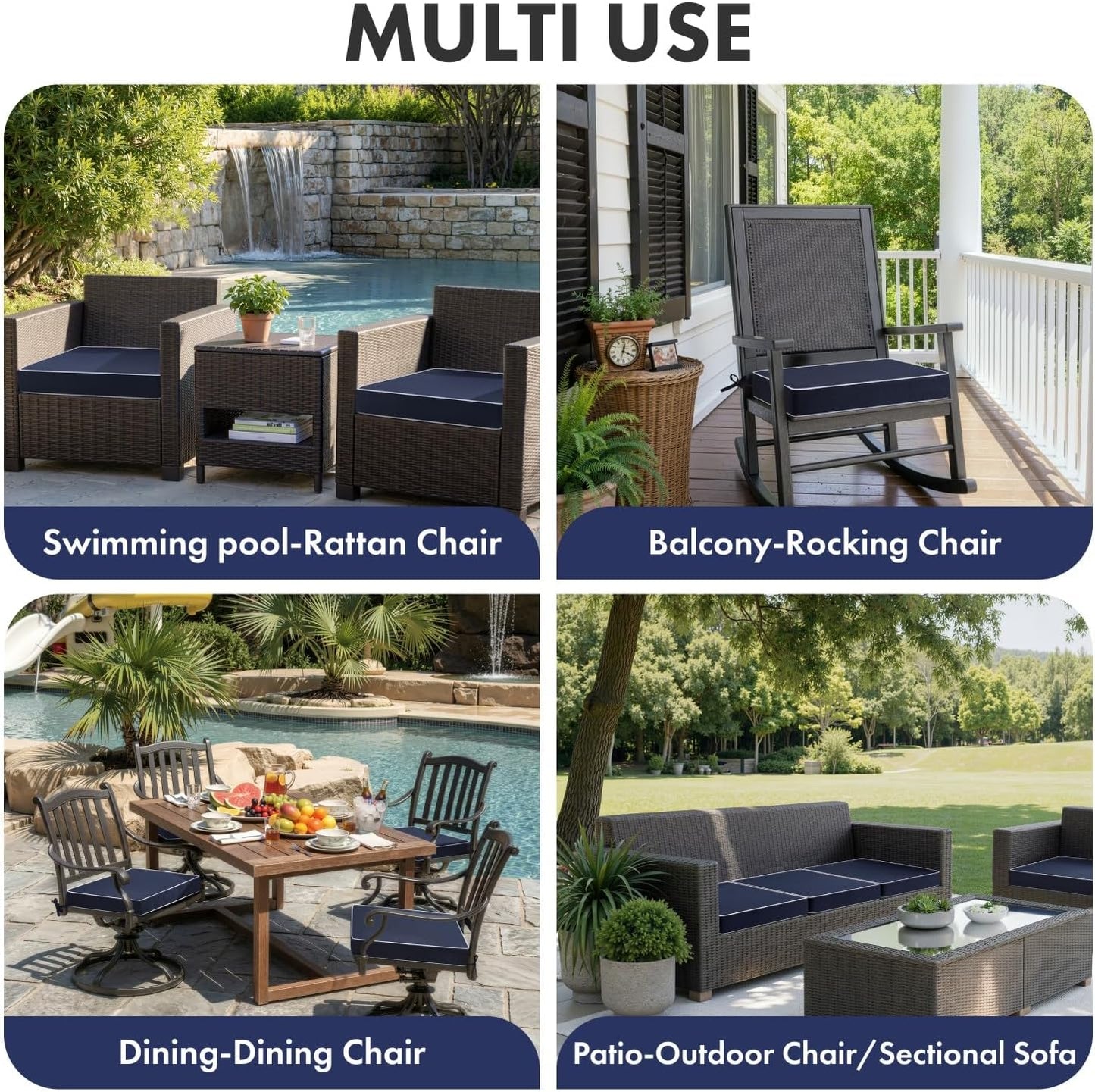 MIULEE Beige Outdoor Bench Cushion Set of 1, 48x18x3 Inch Waterproof Patio Seat Cushions for Swing and Outdoor Furniture Couch Sofa, 3 Year Color Fastness High Density Foam with Adjustable Ties
