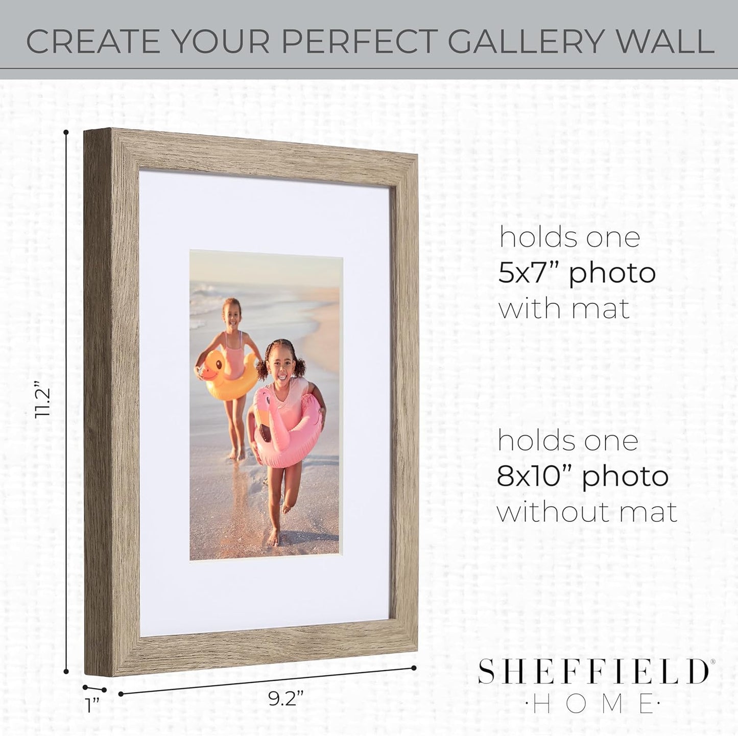 Sheffield Home 9 Piece Gallery Wall Frame Set, 11x14 in. matted to 8x10 in. (Matte Black)