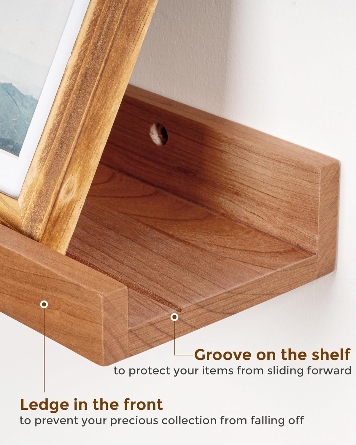 Axeman Oak Picture Ledge Shelf, 48 Inch Floating Shelves Set of 2, Solid Oak Wood Wall Shelves with Lip, Wall Decor Storage for Bedroom Living Room Bathroom Kitchen Nursery Photo Picture, Natural Oak