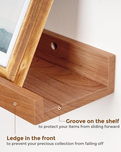 Axeman Oak Picture Ledge Shelf, 48 Inch Floating Shelves Set of 2, Solid Oak Wood Wall Shelves with Lip, Wall Decor Storage for Bedroom Living Room Bathroom Kitchen Nursery Photo Picture, Natural Oak
