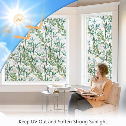 LEMON CLOUD Window Film, Decorative Window Privacy Film, 3D Stained Glass Window Sticker,Anti-UV Sun Blocker Heat Control for Home(Rainbow Tulip Design,17.5 x 78.7 inches)