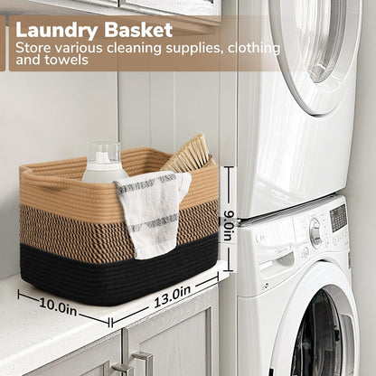 Goodpick Cube Storage Bins - Towel, Book, Cloth, Shoes, Closet Shelf Woven Baskets for Office, Baby Laundry, Toys, 13''x10''x9''