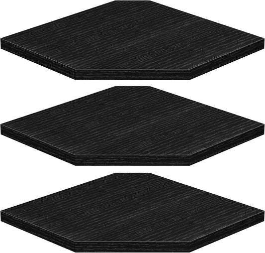 Fun Memories Corner Shelf Wall Mount, Floating Corner Shelves, Set of 4 Corner Wall Shelf Organizer, Rustic Wood Wall Storage Display Shelves for Living Room Bedroom Bathroom Kitchen, Classic Black