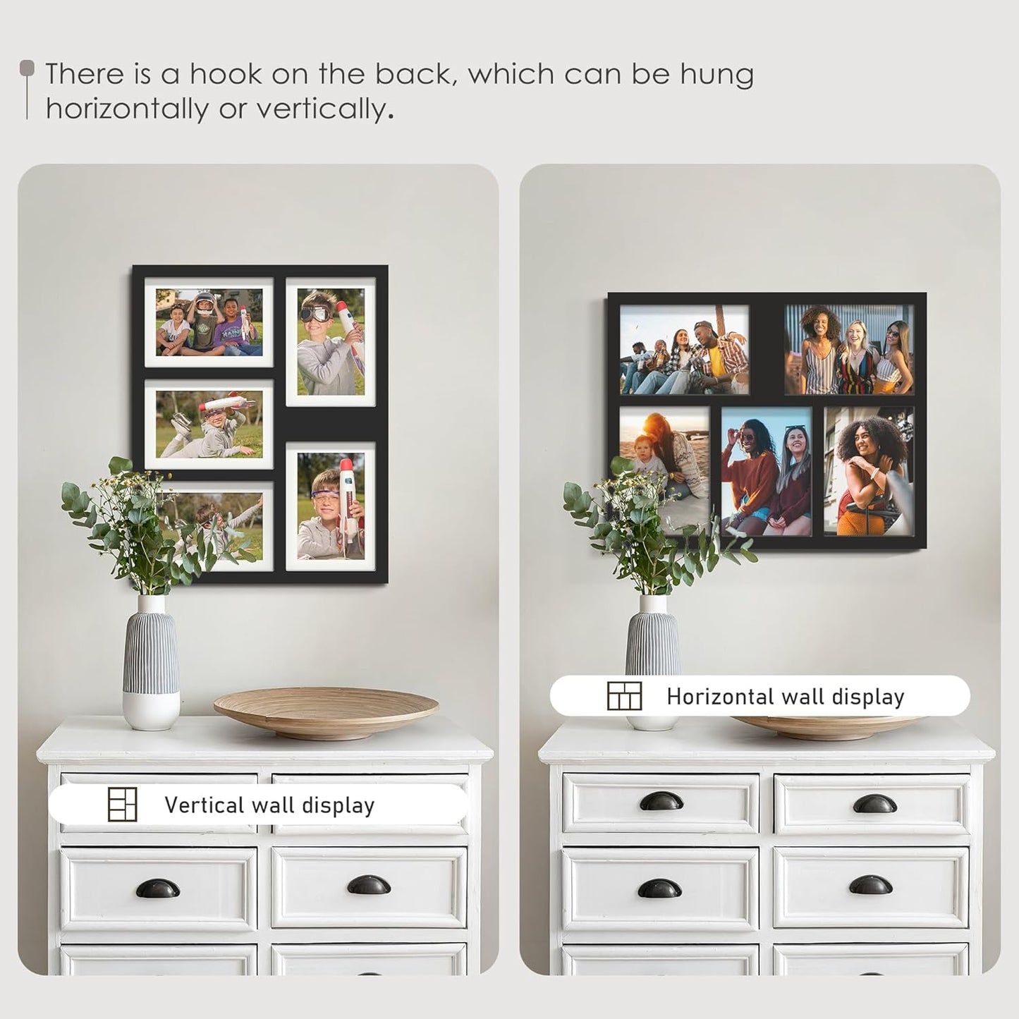 DUENPY 14x26 Collage Picture Frame 4x6 Collage Picture Frame Displays Twelve 4x6 inch Photos Available Horizontal Wall Mounting Display and Vertical Black - Colors B