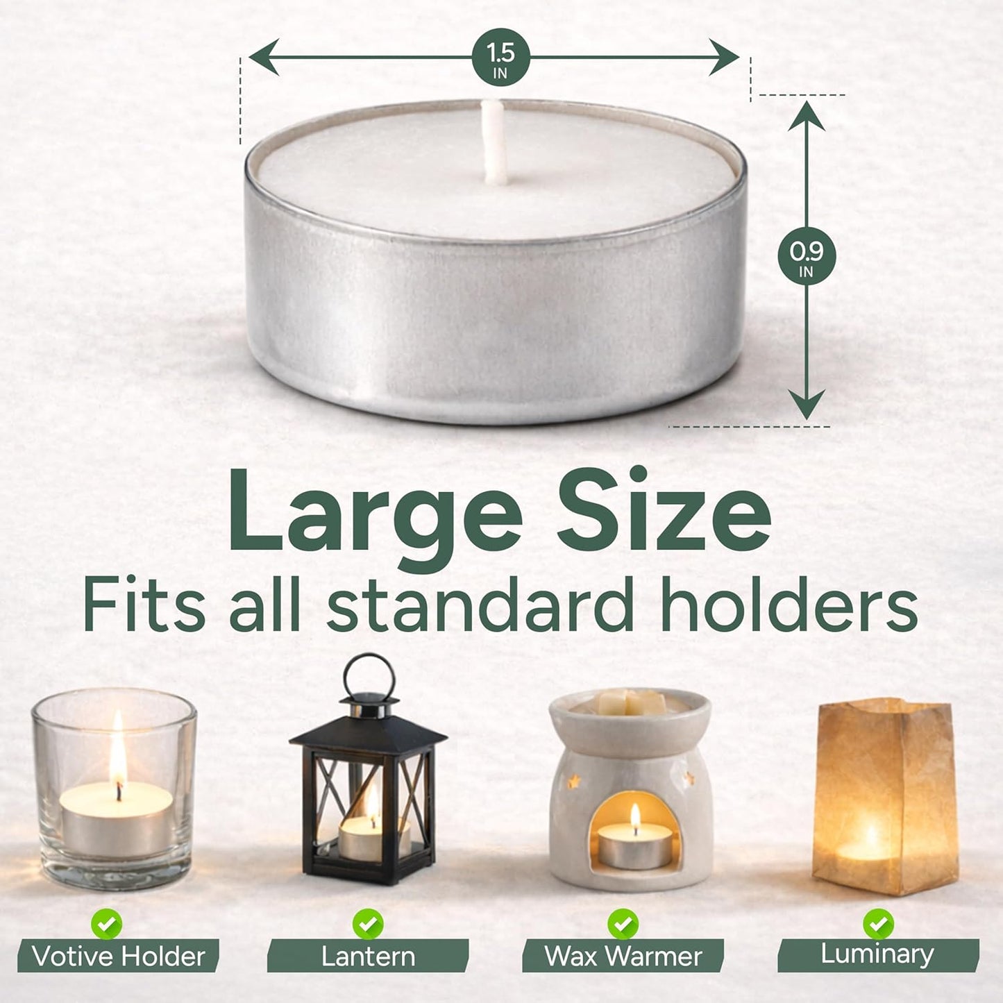 Zuvo Tea Lights Candles 8 Hour Burn (50 Pack) - Unscented White Tealight Candles, Long Burning Smokeless Tea Lights for Weddings, Home, Shabbat, Emergency - European Made, Lead-Free Cotton Wick