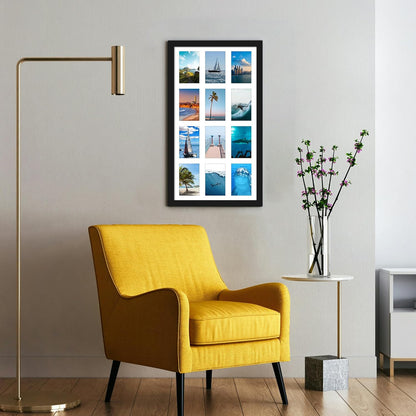 DUENPY 14x26 Collage Picture Frame 4x6 Collage Picture Frame Displays Twelve 4x6 inch Photos Available Horizontal Wall Mounting Display and Vertical Black - Colors B