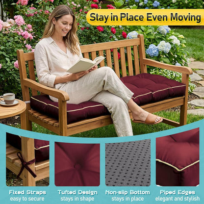 Outdoor Bench Cushion, Tufted Patio Seat Pad for Garden Bench, Porch Swing, Indoor/Outoor Furniture (Blue, 48X18X4 inch)