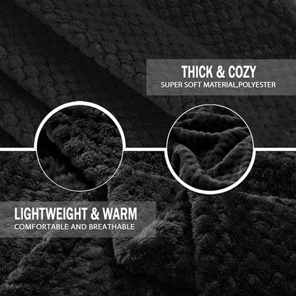 Exclusivo Mezcla Fleece Throw Blanket Extra Large, Super Soft and Warm Blankets for Couch, Sofa and Bed Waffle Textured, Cozy, Fuzzy and Lightweight (Slate Blue, 50x70 Inches)