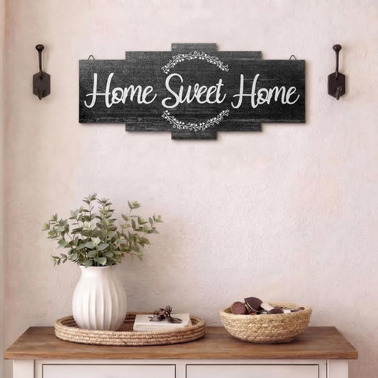 Jetec Home Sweet Home Sign, Rustic Wood Room Wall Decor, Farmhouse Plaque Wall Hanging Wooden Sign for Bedroom, Living Room, Wedding Decor(Wood Color)