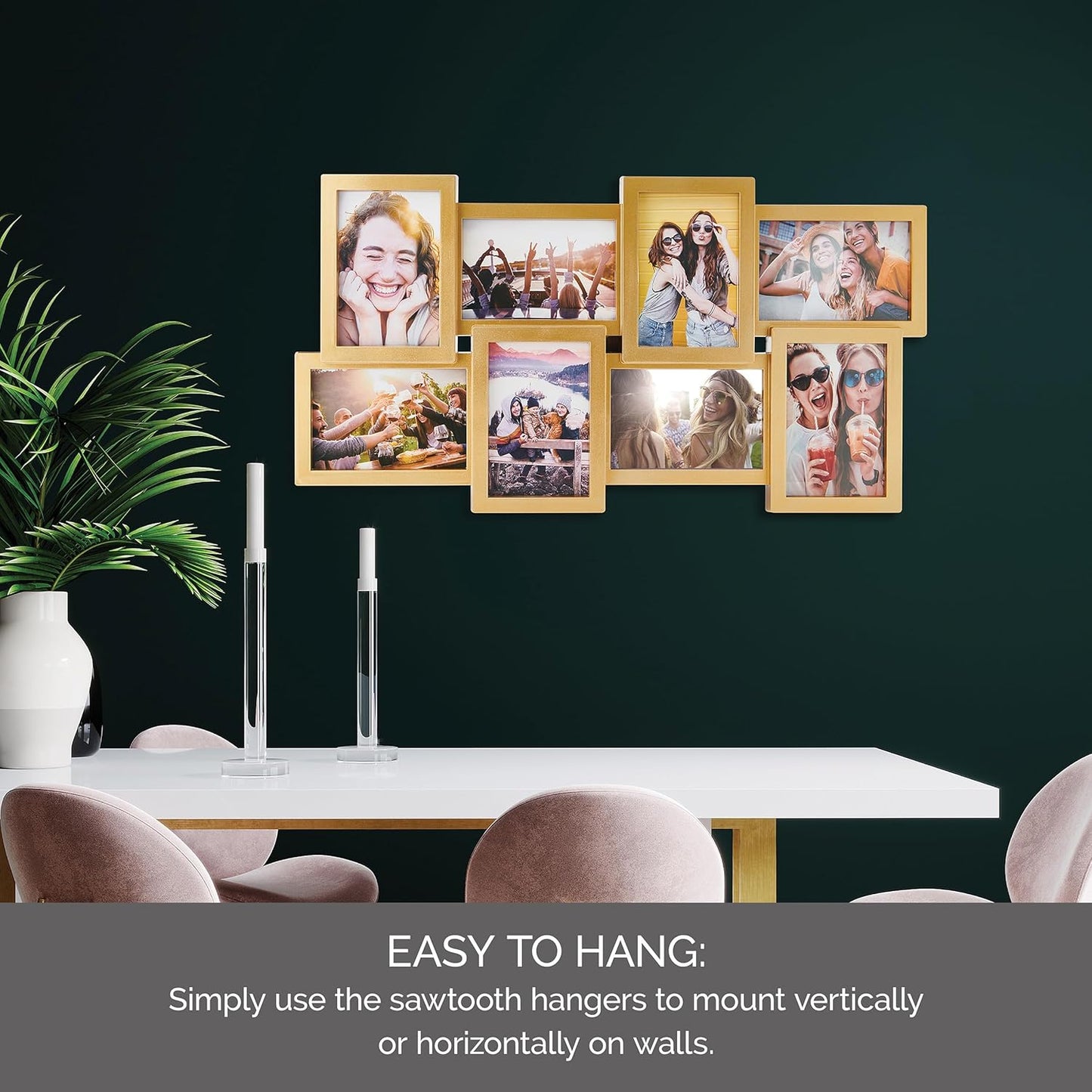 MELANNCO Collage Picture Frame for Wall, Holds 12 Photos - Six 4x6 and Six 6x4 Images, 18x23 Inch Black Plastic Frame, Hang Horizontal or Vertical, Gallery Wall Decor