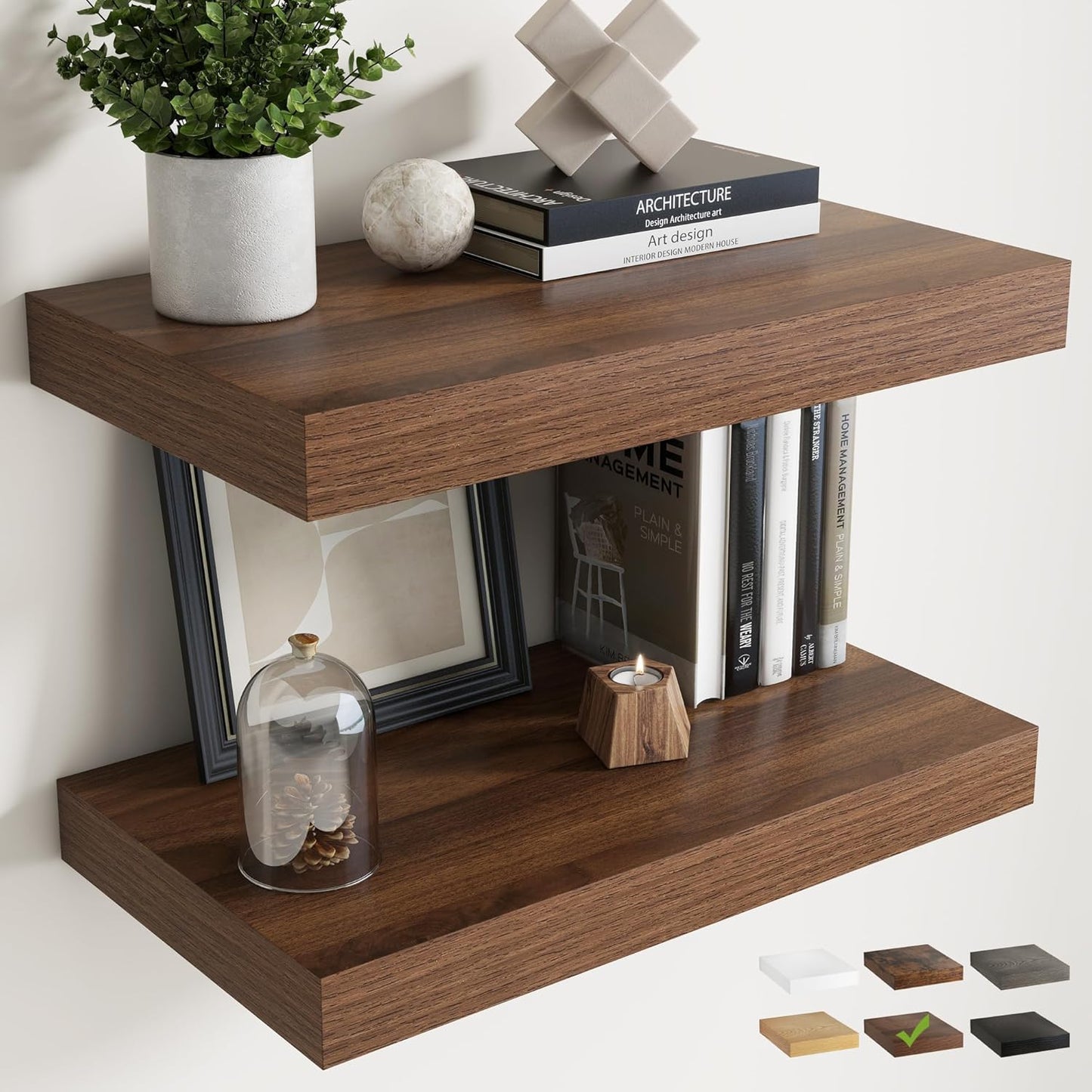 72 Inch Long Floating Shelves for Wall Set of 2, 12"D Wood Grain Bathroom Shelves with Invisible Brackets, Easy Install Engineered Wood Storage Shelves for Kitchen, Living Room, Bedroom, Black Finish