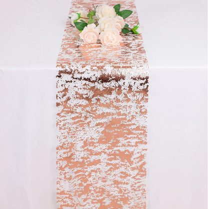 Snowkingdom 2 Pieces Gold Table Runner, Sequin Glitter Foil Metallic Thin Mesh Runner Roll 11"x108", Gold Table Decorations for Event Party, Wedding, Birthday Party, Christmas