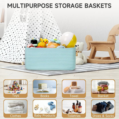 3-Pack Small Storage Baskets for Organizing | Woven Shelf Toy Basket | Rope Baskets for Gifts Empty | Closet Organizer Bins with Handles | Cube Decorative Box | 11.8×7.8×5.1” | Mixed brown